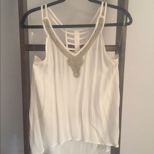 White Beaded Tank Top